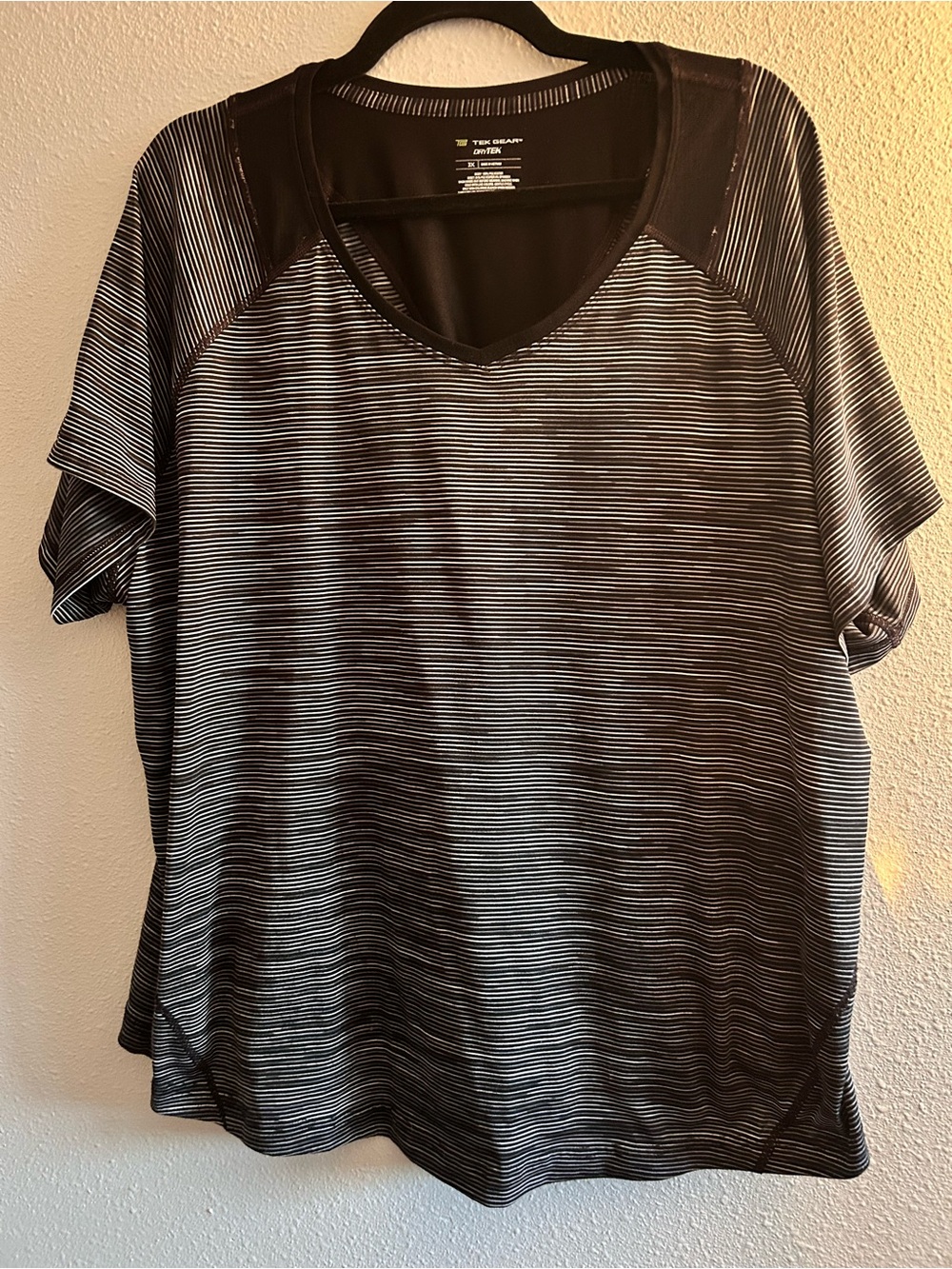 tek gear Black and White Striped Short Sleeve Performance Tee